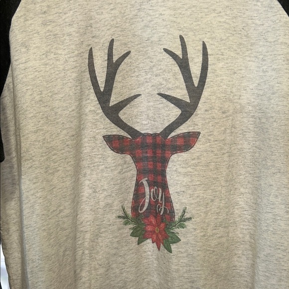 Next Level Apparel Black and White Deer Graphic Raglan Tee - Picture 3 of 5